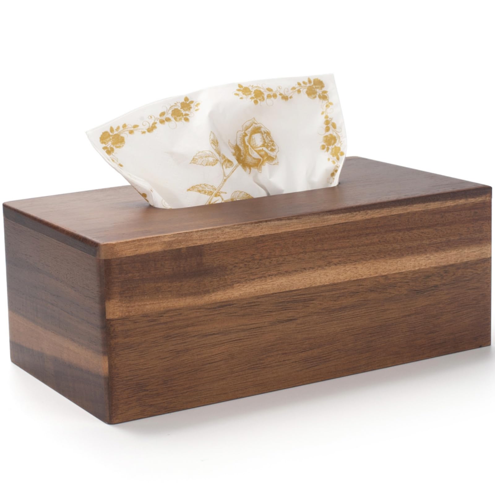 Scatola per Fazzoletti in Legno Rettangolare, Scatola per Salviette in Legno, Scatola da Fazzoletti Decorativa per Bagno, Soggiorno, Cucina (25 x 14 x 9.5 cm)