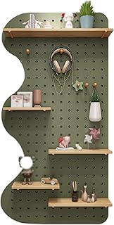 PFCDZDU Pegboard Wall Organizer Panels, Wall Mounted Solid Wood Peg Board Combination Kit, Home Office Hanging DIY Storage Display Wall Modular Shelf (Color : Green, Size : 40x120cm)
