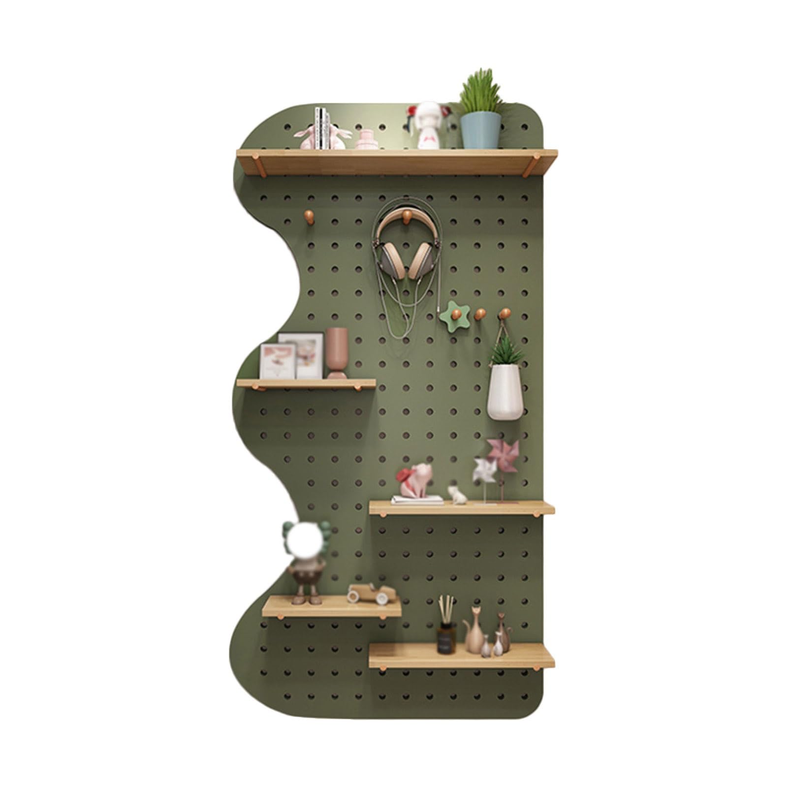 PFCDZDU Pegboard Wall Organizer Panels, Wall Mounted Solid Wood Peg Board Combination Kit, Home Office Hanging DIY Storage Display Wall Modular Shelf (Color : Green, Size : 60x120cm)