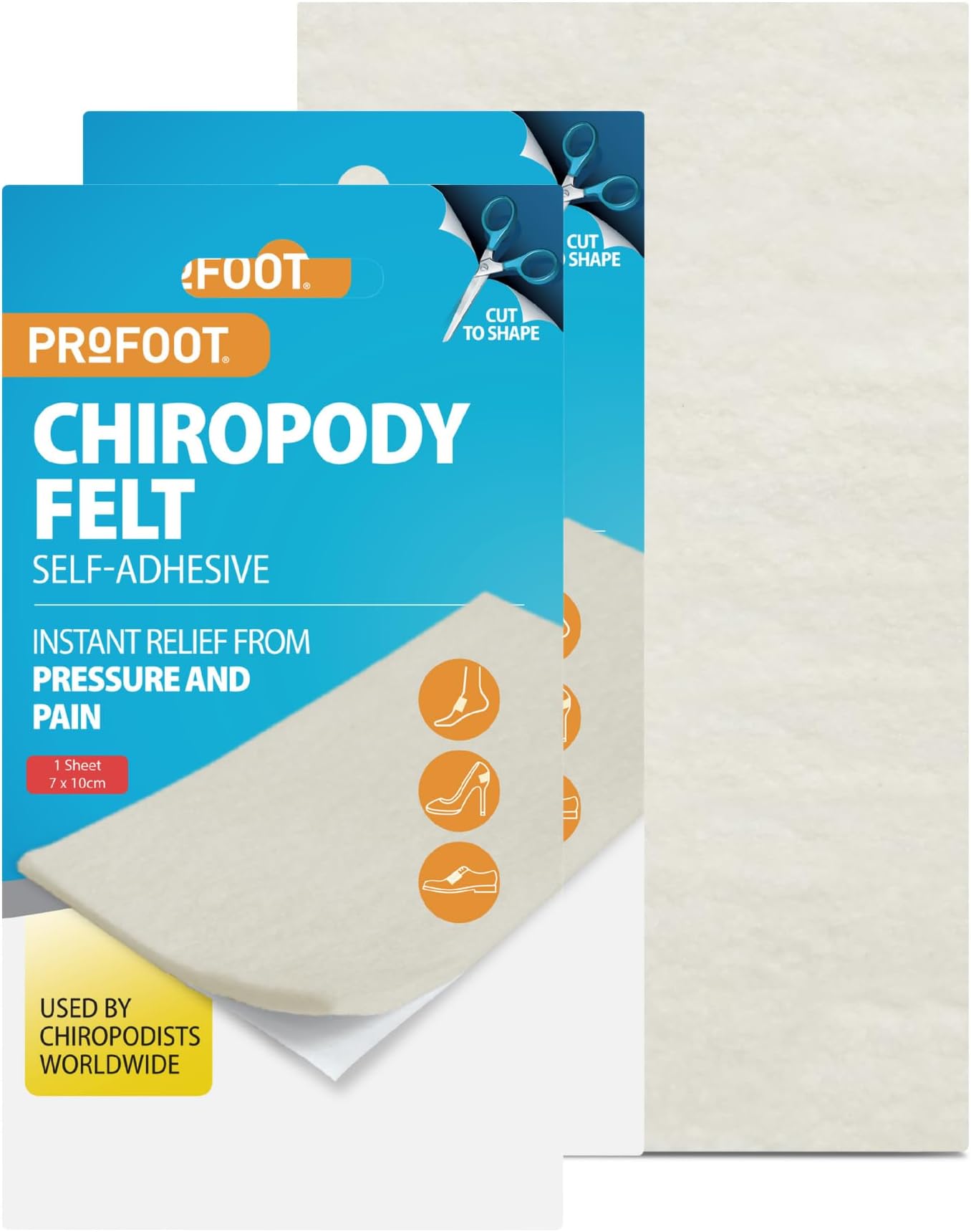 Chiropody Felt - Self-Adhesive Chiropody Padding for Foot Pain - Instant Relief from Pressure - Gentle on Skin - Ideal for Blisters, Bunions, Calluses & Discomfort - (2 Pack)