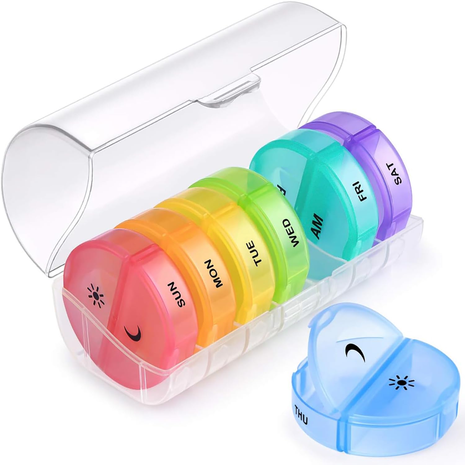 Weekly Pill Organizer Case 7 Day 2 Times a Day, Large Daily Pill Cases for Pills/Vitamin/Fish Oil/Supplements, BPA Free Pill Box