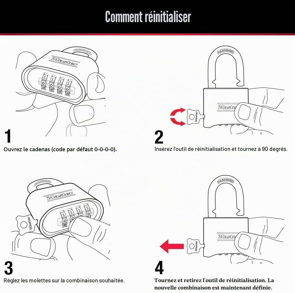 Master Lock 175EURDLH Cadenas à Combinaison Certifié en Zinc et Finition Laiton et Anse Longue, Doré, 10,7 x 5,1 x 2,4 cm