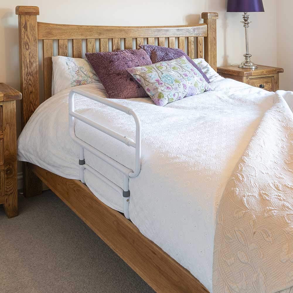 NRS Healthcare P42434 - Barandilla de Cama Plegable y de fácil fijación Blanca, sustituye a la barandilla de Cama Nottingham Nightguard SMSIT-P42434