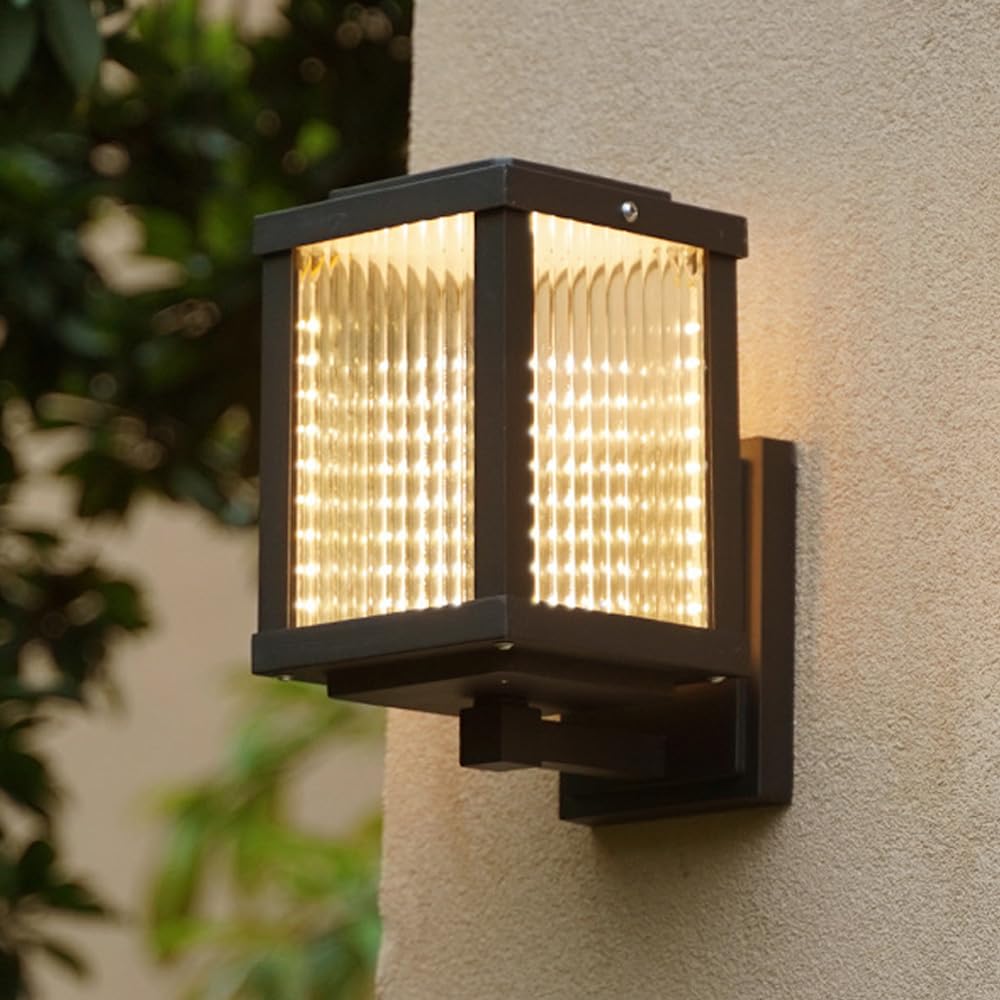 HELCEKOU Waterproof Outdoor Wall Lantern with Triple Glass Aluminum Housing E26 Base Mount Light Fixture for Hallway Entrance Porch Patio.