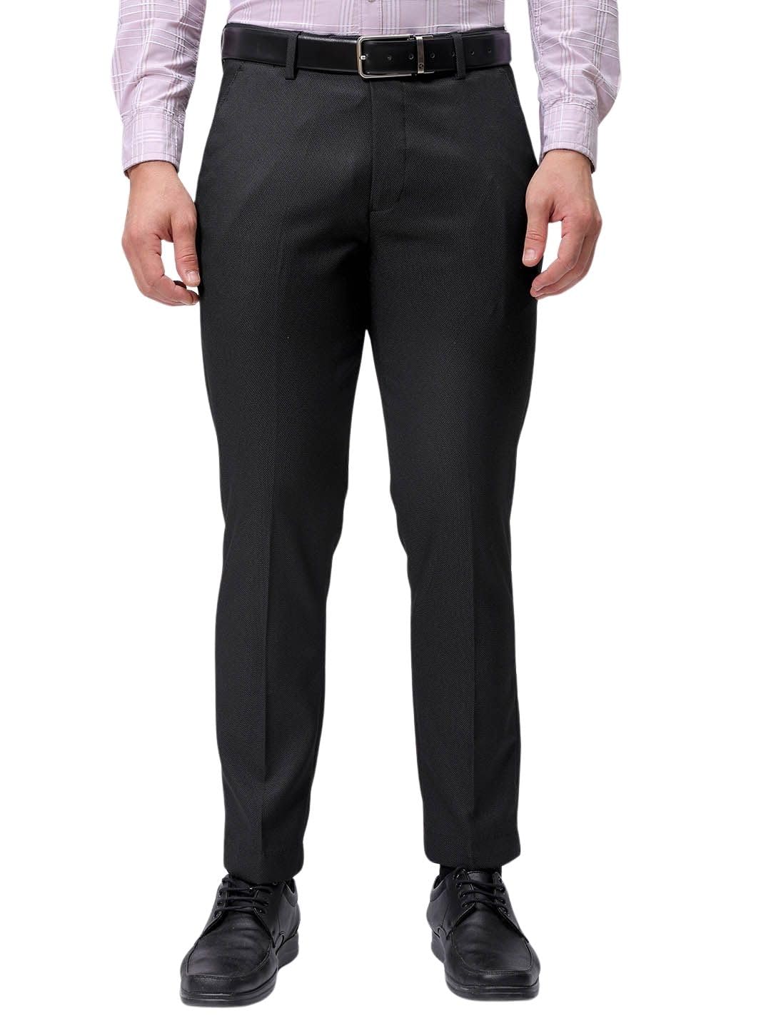 the indian garage co Men Slim Fit Self Design Formal Trousers-picture-15