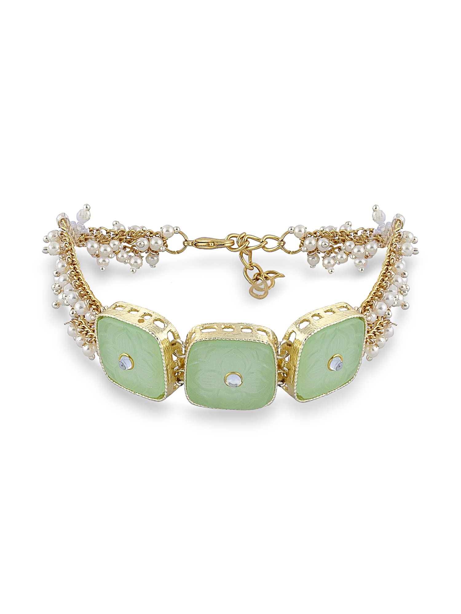 ZAVERI PEARLS Green Stones & Multistrand Clustered Pearls Ethnic Bracelet For Women-ZPFK15356 (B0BRNJQWRW) Amazon Price History, Amazon Price Tracker