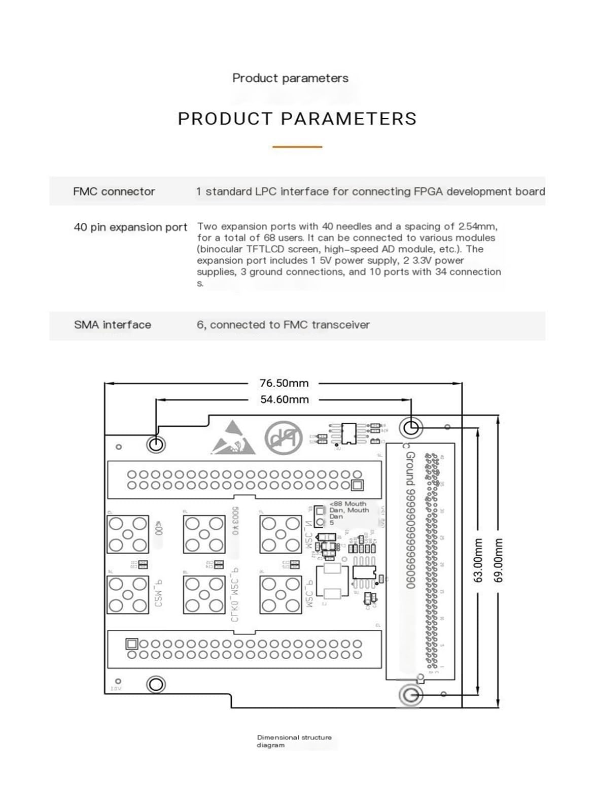 Scheda di Sviluppo FPGA Che Supporta Il modulo di Porta di espansione a 40 Pin LPC FMC Scheda Figlia FL1010