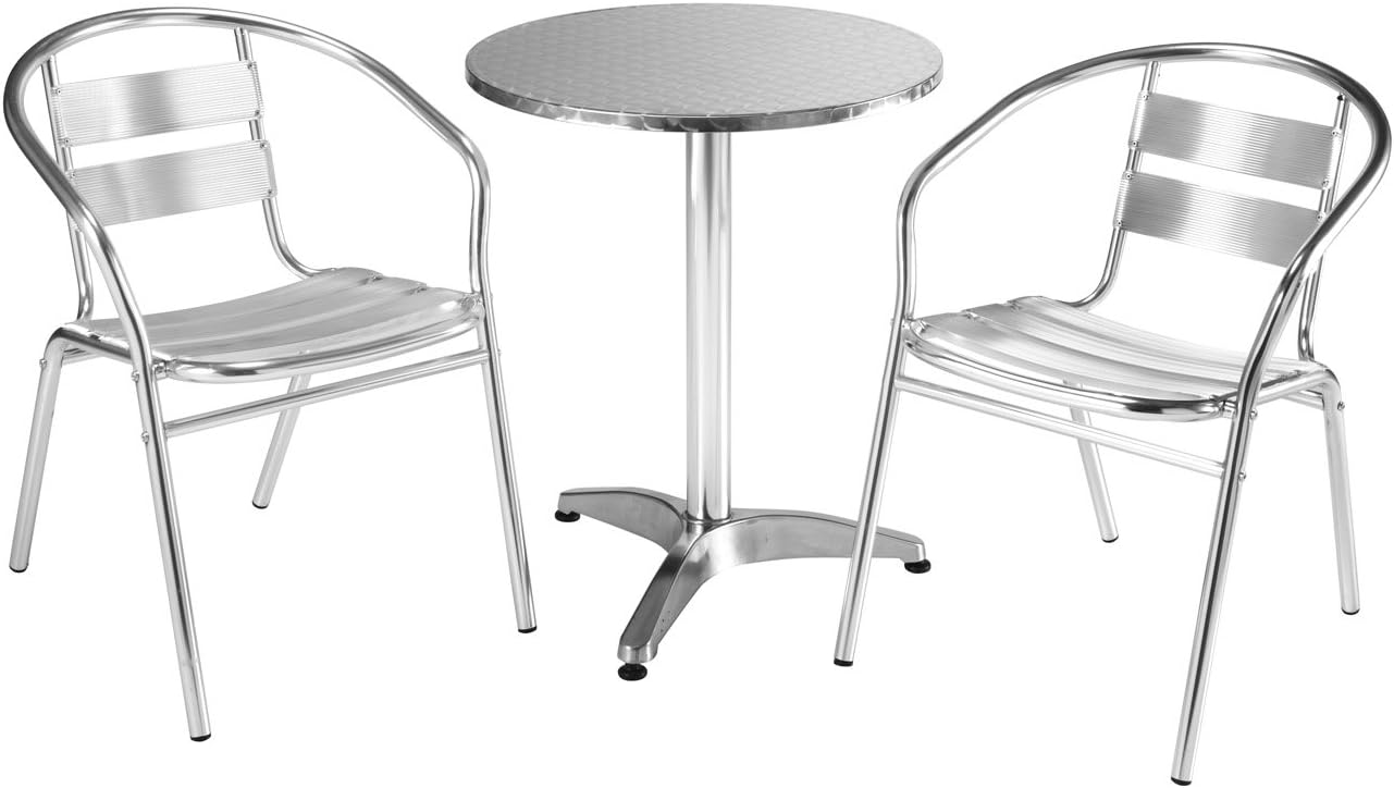 Aluminium 3 Piece Bistro Dining Set Amazon.co.uk Home & Kitchen