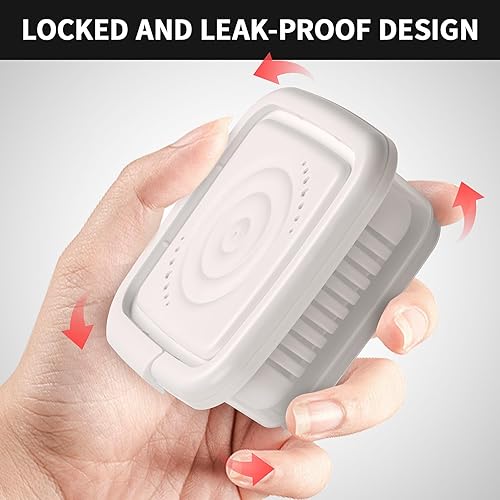 Miniatura 3 de Funda de viaje cuadrada para jabón, jabonera con tapa, bandeja de jabón con estante de drenaje para ducha de baño, soporte portátil para reposo de