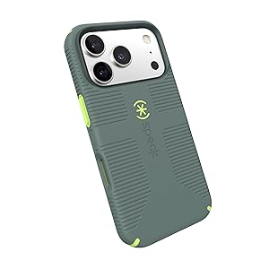 Speck CANDYSHELL Grip +MS Case for iPhone 17 Pro - NEO DRAB/Glow Green | Slim Protective Grip | Drop Protection | MagSafe Compatible