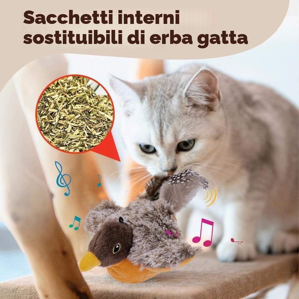 Uccello Volante Per Giochi Gatti Che si Muove, Interactive Chirping Bird Cat Toy, Simulazione Divertente