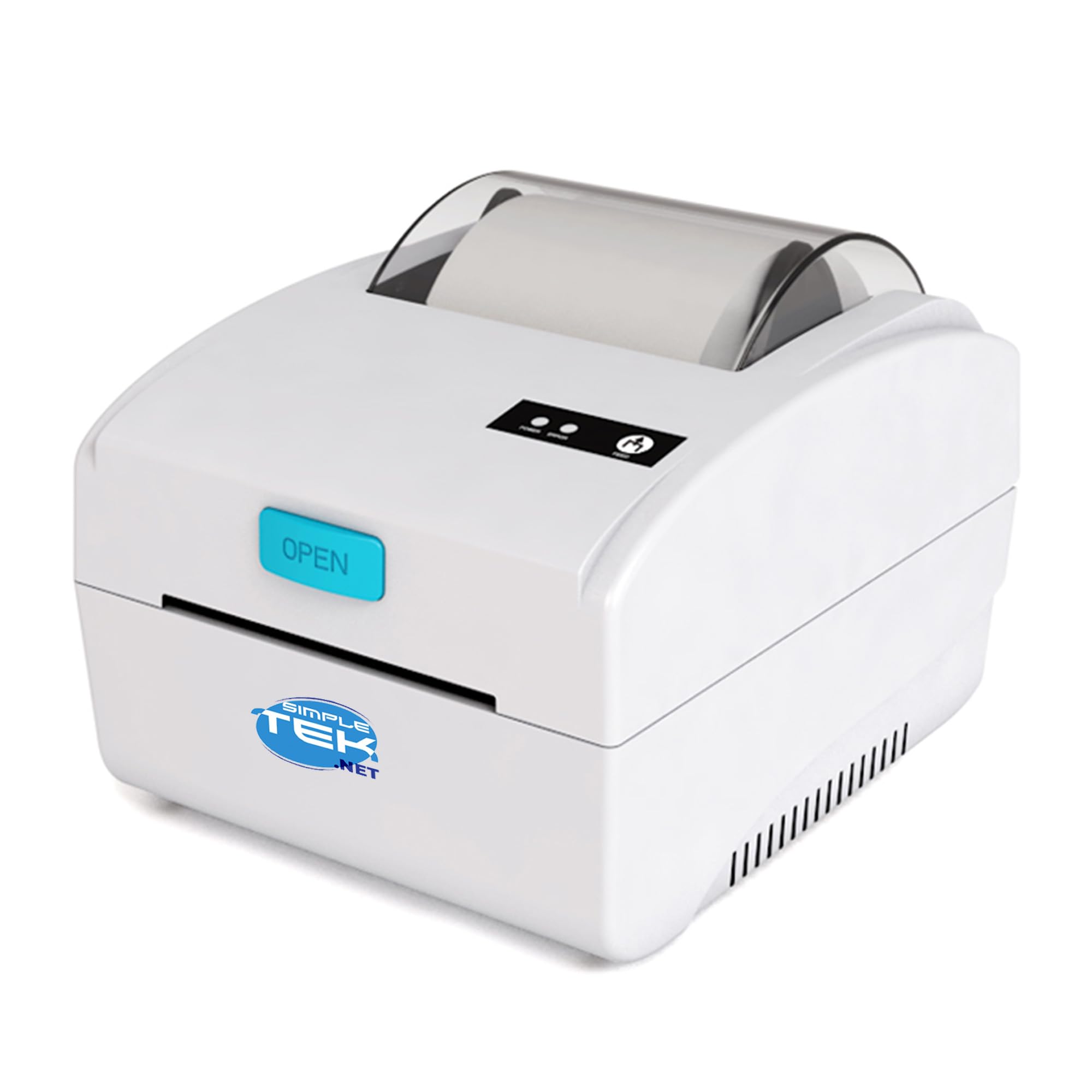 SIMPLETEK - Drukarka termiczna 80 mm - podwójny tryb etykiet i paragonów - Łączność USB + Ethernet LAN - obsługa TSPL/ESC/POS - biała