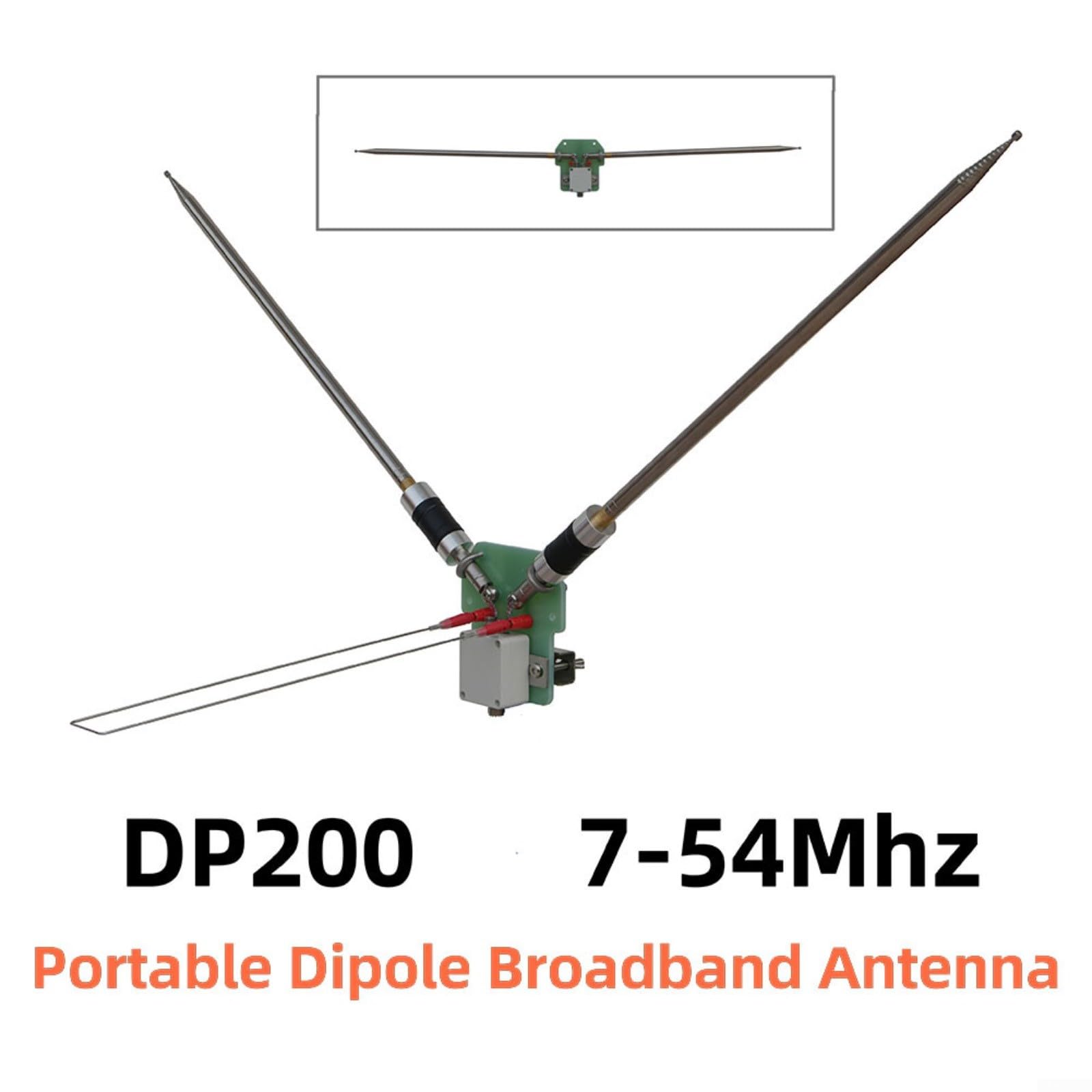 Antenna portatile a dipolo DP200 7-54MHz 200W HF a banda larga con Matcher per le operazioni radio del prosciutto di POTA