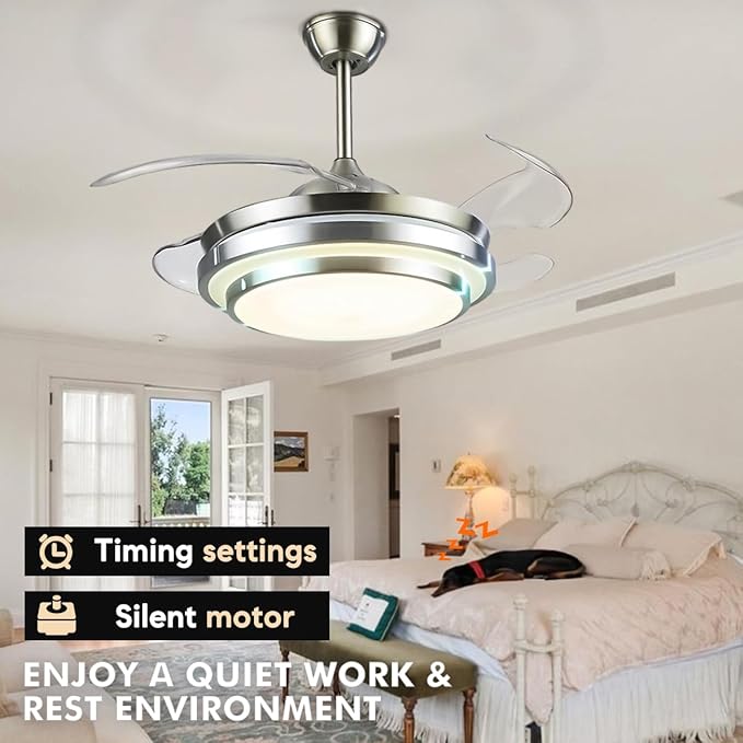 Ventilador de Techo 42" Con Luz LED y Control Remoto, 6 Velo miniatura 6