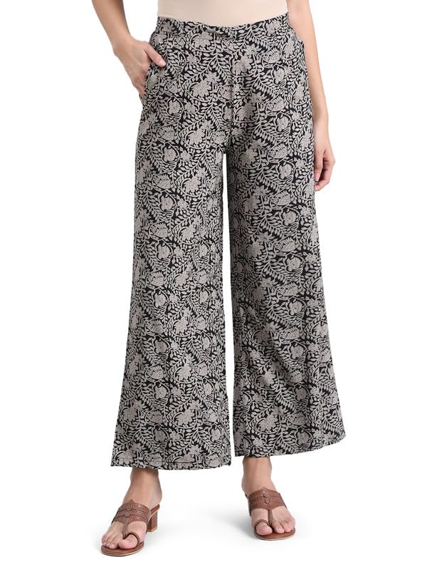 Image of GO COLORS Soft Viscose Printed Palazzo Full Length for Women| Breathable, Mid Rise
