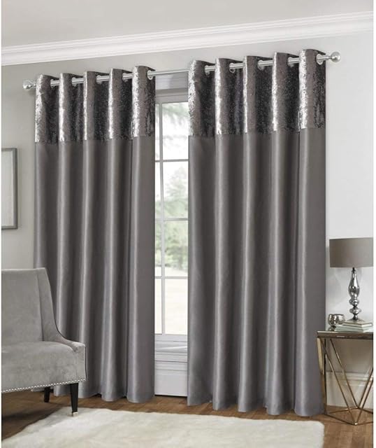 Lewis's Olivia Velvet Top Curtains - Blackout Eyelet Curtains for Living Room / Bedroom, 46 x 54-inch, Silver, Set of 2