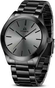 Lenqin Men's Waterproof Stainless Steel Watch with Foldover Clasp