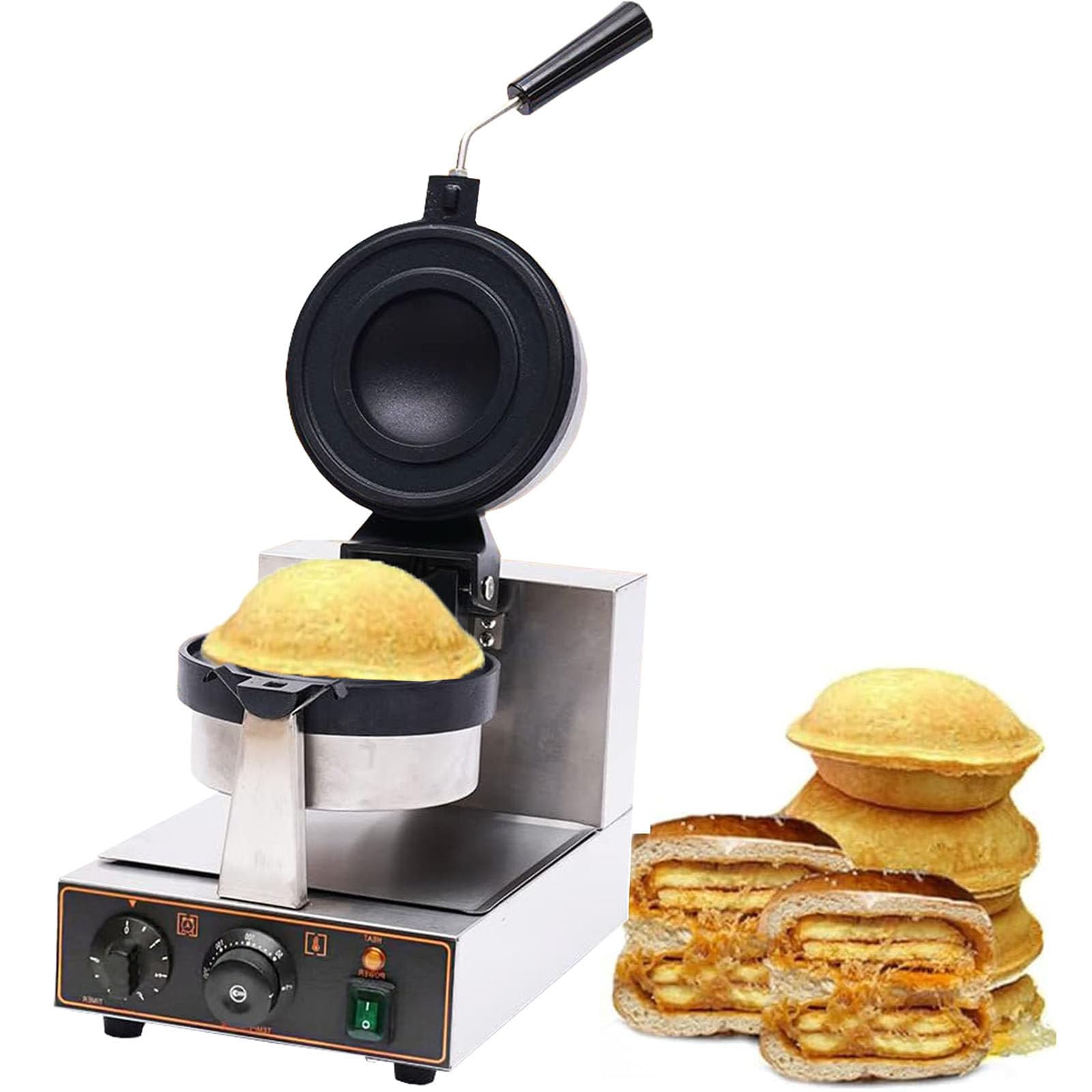 YXYLJOZ Electric Waffle Maker, Panini Press Sandwich Maker Ice Cream Brioche Hamburger Maker, Non-stick Plates Independent Temperature Control for Bakeries, Restaurants,Single Heads