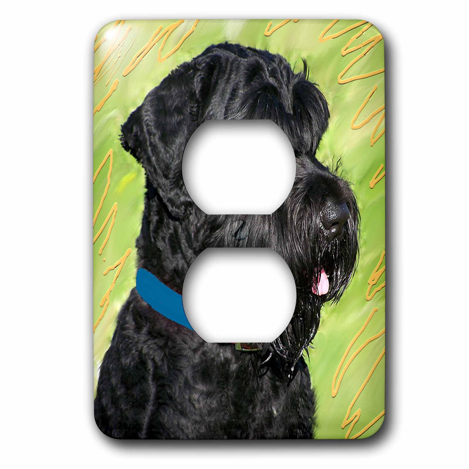 Russe Terrier 2 prises noir plaque de prise murale decorative 3dRose lsp_4411_6