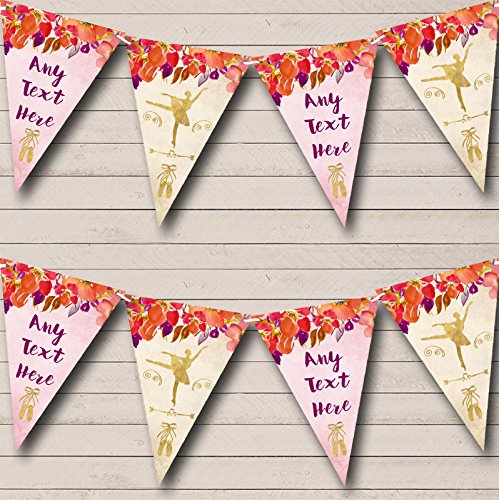 Autumn Gold Ballerina Ballet Personalized Childrens Party Bunting Flags Banner