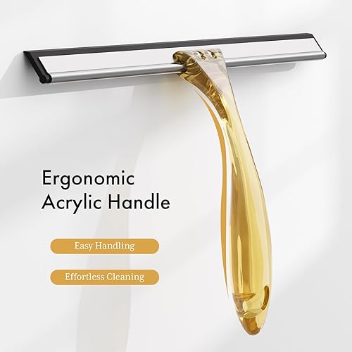 Miniatura 38 de AmazerBath Escobilla de ducha para puertas de vidrio, escobilla multiusos con gancho de succión y gancho adhesivo, escobilla transparente