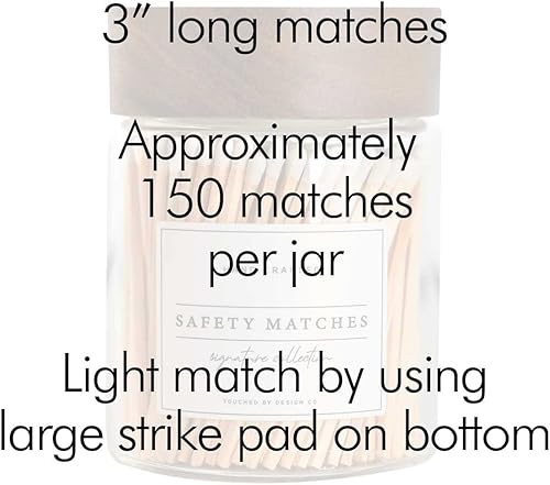 Miniatura 2 de Touched By Design Co Signature - Soporte decorativo para fósforos con aproximadamente 150 cerillas blancas de 3 pulgadas en un frasco, botella de