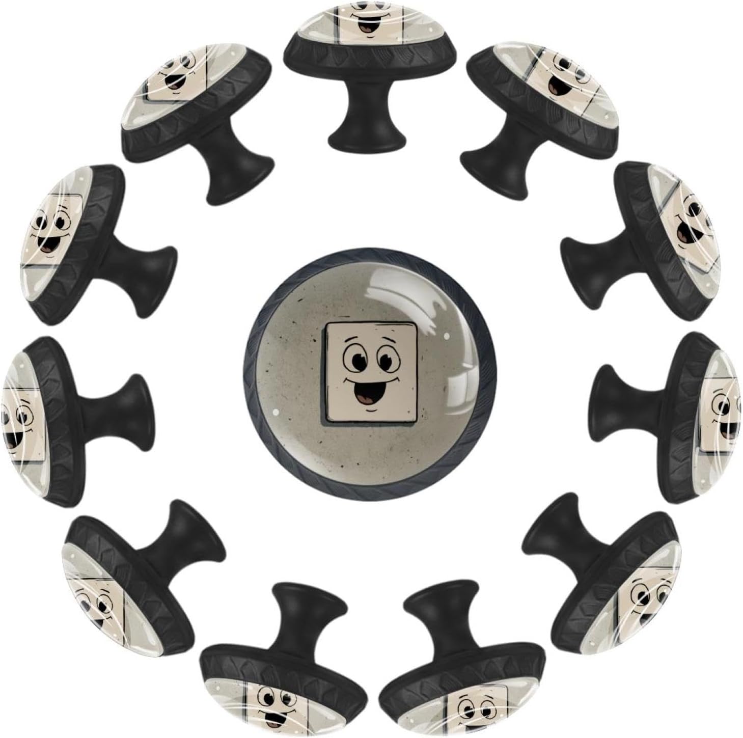 Black Cartoon Socket Sign (2) Household Drawer Knobs, Decorative Cabinet Pulls for Home Room Decoration