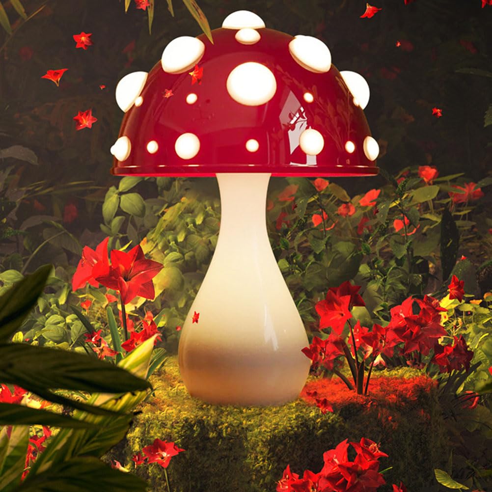 AoLa Pilz Tischlampe LED Dimmbare Mushroom Tischleuchte mit Kabel 3000K/ 4000K/ 6000K Pilz Lampe Moderne Giftige Pilze Design Nachttischlampe Deko Nachtlicht für Wohnzimmer Schlafzimmer,Weiß