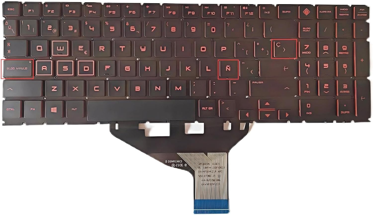 Laptop Replacement Latin Spanish Layout Keyboard for HP Omen 15-DC 15-DC1018ca 15-DC1085NR 15-DC0010CA 15-DC0010NR 15-DC0020CA 15-DH 15-DH002NR 15-DH001 15-DH0161TX 15-DH101NR Red Backlit