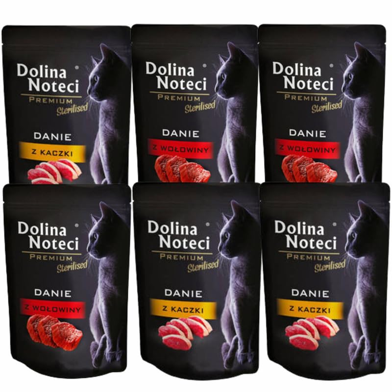 Dolina Noteci Premium Grain-Free Wet Cat Food Variety Pack, Complete & Balanced Meals for Adult Cats and Kittens, With Salmon Oil, Taurine, Vitamins & Minerals, No Artificial Additives, MIX 6x85g