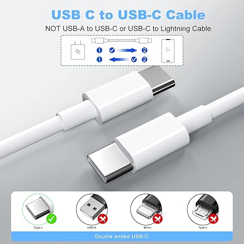 Miniatura 9 de Apple - Cable de carga USB C a USB C de 10 pies y 60 W paquete de 2 unidades cable de carga rápido largo para MacBook Pro2019201820172016iPad Air 45