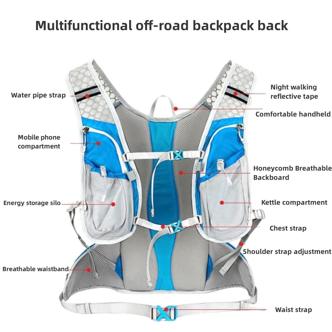Zaino da corsa leggero, gilet da corsa regolabile da donna con sacca idrica per ciclismo, ideale per trail running ed escursionismo (verde)