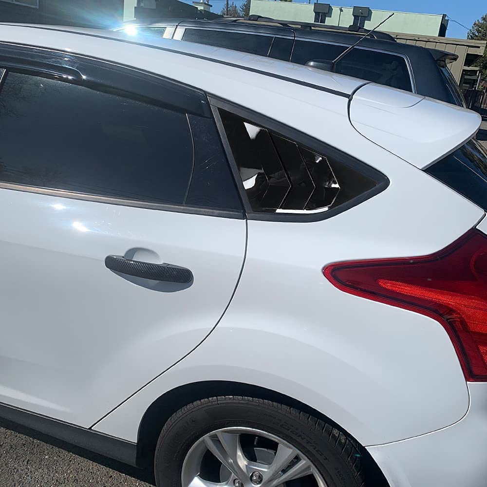 2 Stück Seitenfenster Jalousien für Focus ST RS MK3 Hatchback 2012-2018, Premium ABS Heckscheibenblende Sportliche Auto Außenstyling Modifikation,Glossy Black