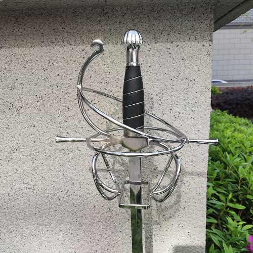 COSWOR 45.7" Renaissance Spiral Swept-Hilt Rapier Spanish Italian Style Fencing Sword for Cosplay, Collection - Thumbnail 4