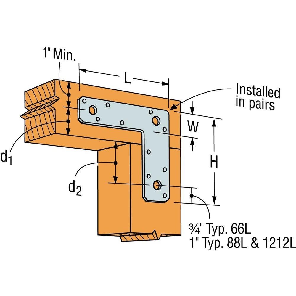 Simpson Strong Tie 1212L 14-Gauge 12 in. x 12 in. L Strap 10-per Box