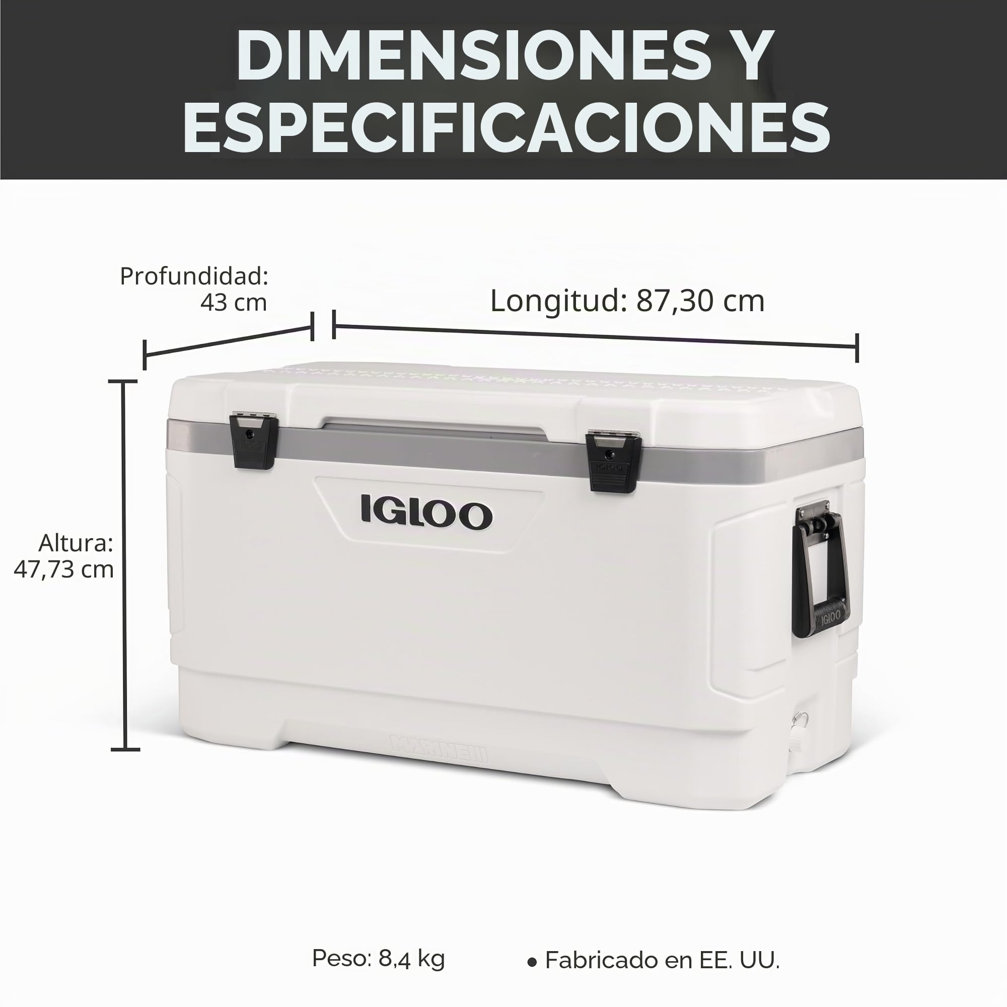 Igloo – 44683 Marine Ultra 54 Cooler, 78-Can, Color Blanco