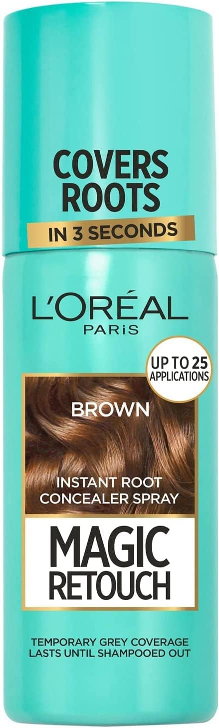 L'Oreal Magic Retouch Instant Root Concealer Spray Colour Brown, Ideal for Touching Up Grey Root 75 ml