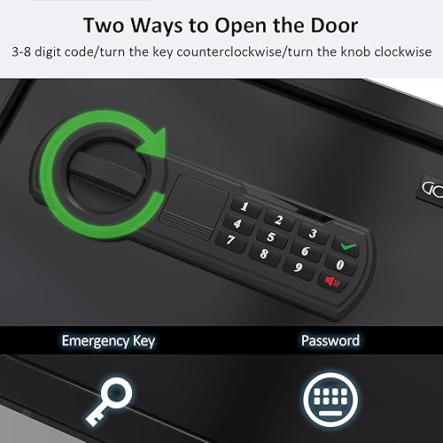 Miniatura 6 de Goldenkey Caja fuerte ignífuga moderna de 1.2 pies cúbicos  Caja fuerte digital con bolsa ignífuga, teclado y llave, protege documentos, dinero en