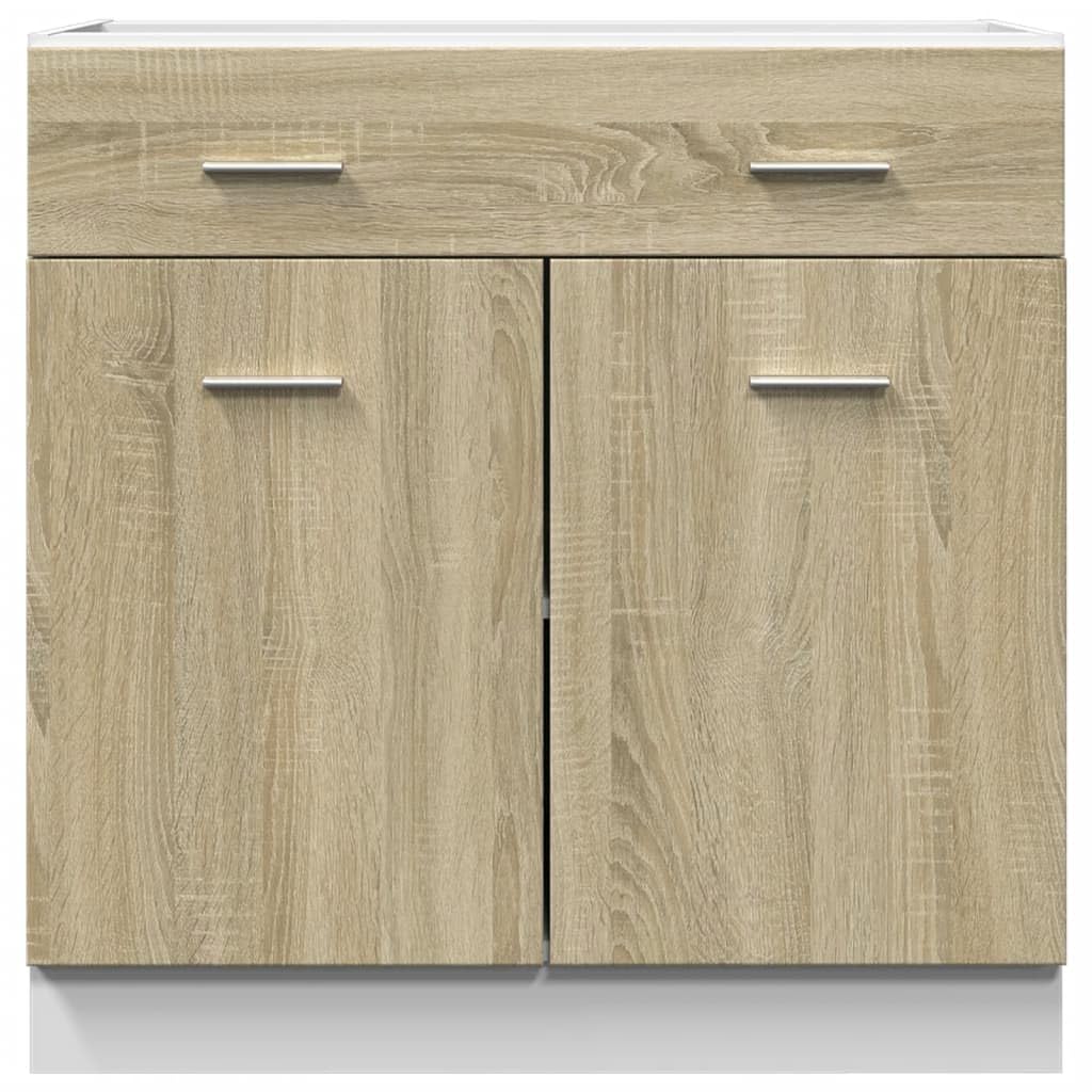 vidaXL Schubunterschrank Lyon Sonoma-Eiche 80x46x81,5 cm Holzwerkstoff, Küchenschrank, Gastronomieschrank, Gastro Möbel, Küchenmöbel, Aufbewahrungsschrank