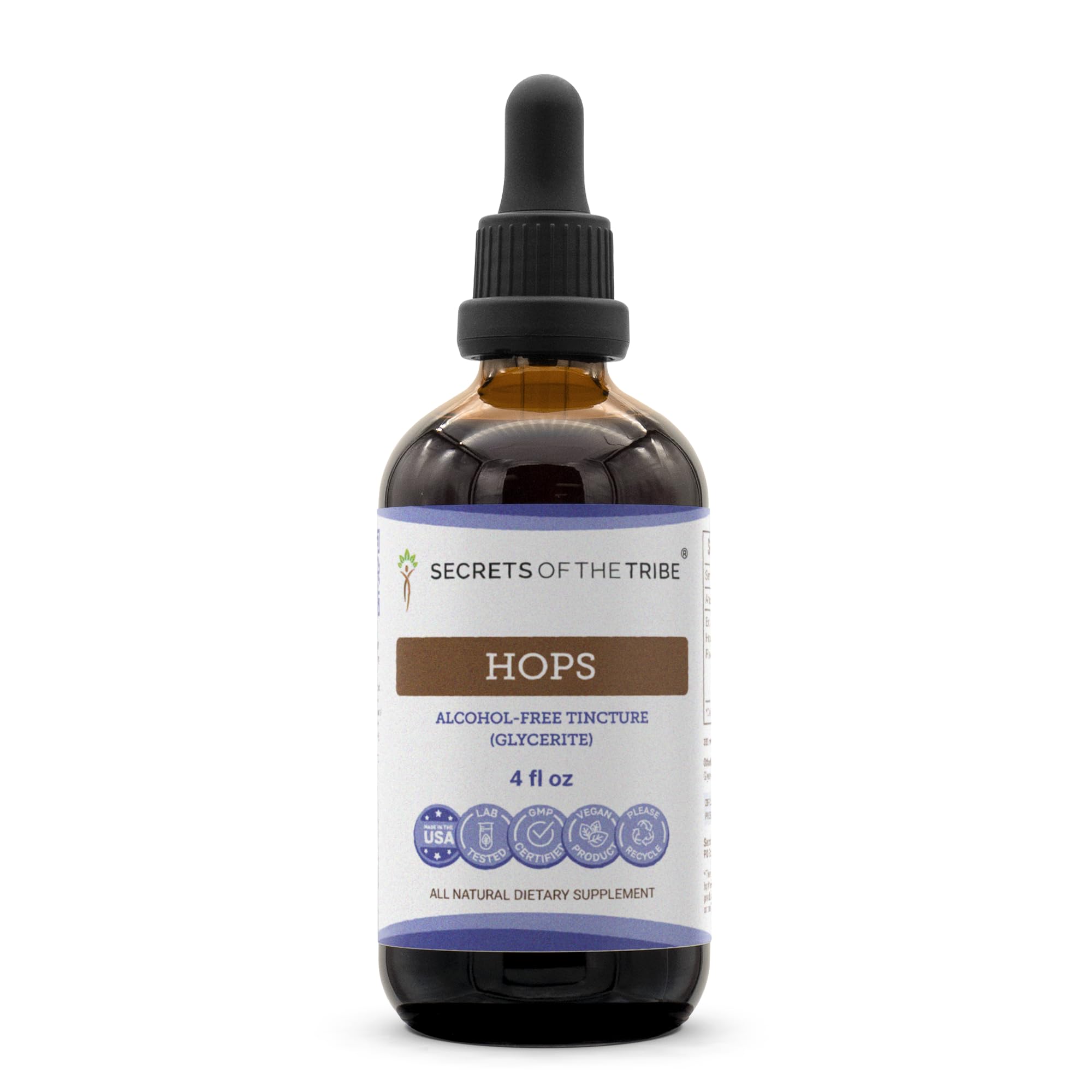 Hops Tincture Alcohol-Free Liquid Extract, Hops (Humulus Lupulus) Dried Flower (4 FL OZ)