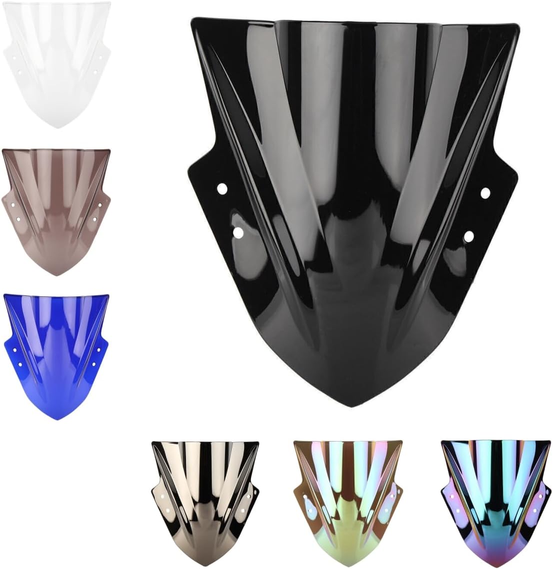 Motorcycle Front Windscreen ABS Plastic Windshield Protection Wind Deflector Screen Application for Kawasaki EX300R EX300 Ninja 300 2013-2017 (Black)