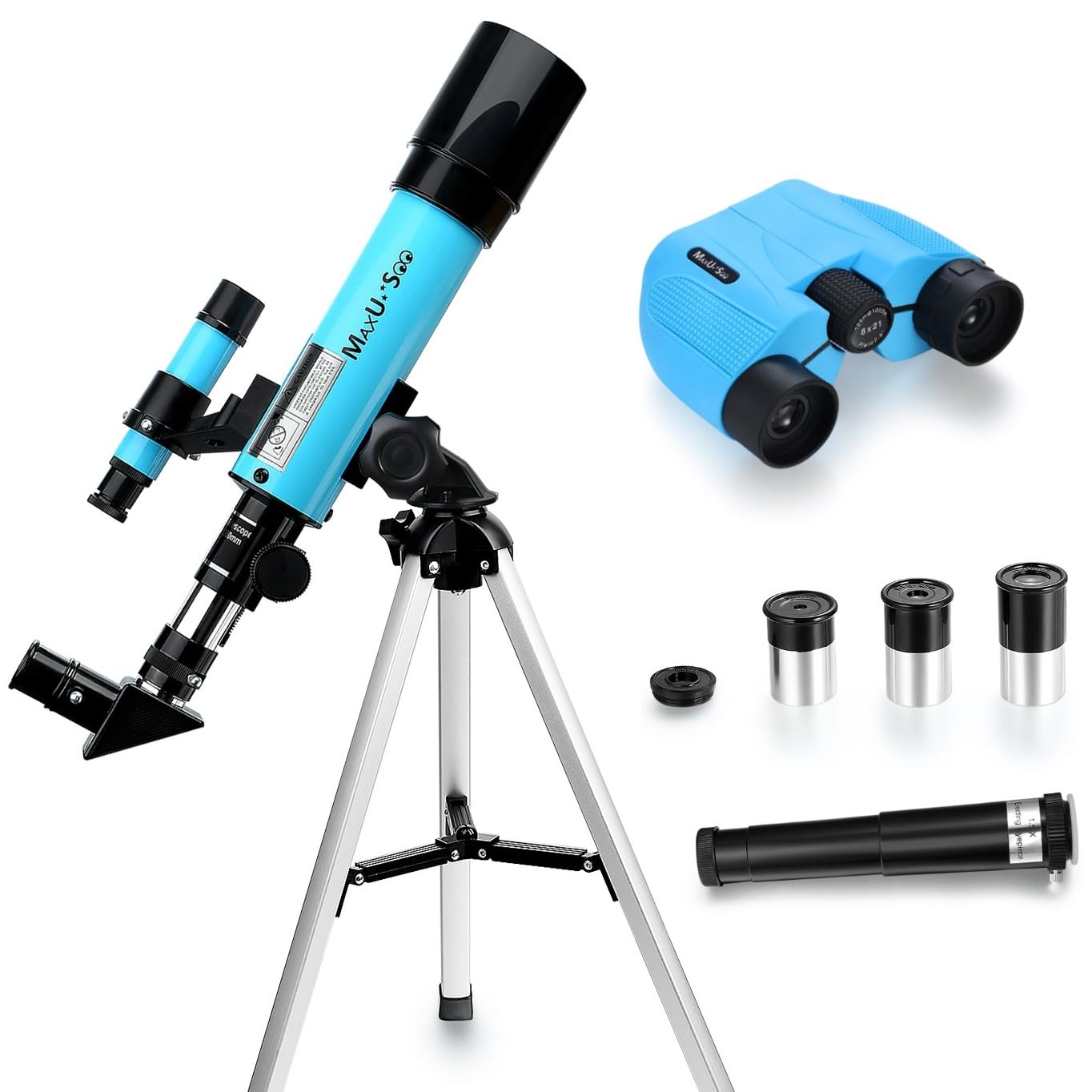Lunar Telescope for Kids and Astronomy Beginners, Refractor Telescope with Finder Scope and 3 Eyepieces, Travel Telescope with Compact HD Binoculars for Moon Viewing Bird Watching Sightseeing