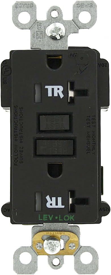 Leviton MT789-E 20 Amp, 125 Volt, Smartlock Pro, GFCI Receptacle, Tamper Resistant, Black
