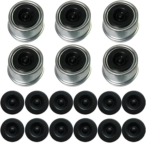 Miniatura 9 de Tapa de grasa para eje de remolque, 2 tapas antipolvo para rodamientos de remolque de 2.72 pulgadas con 4 tapones de goma adicionales, cubierta de 2