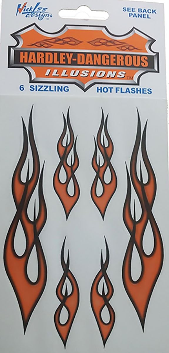 Hardley Dangerous Illusions 6 Flames Removable Stickers, Orange