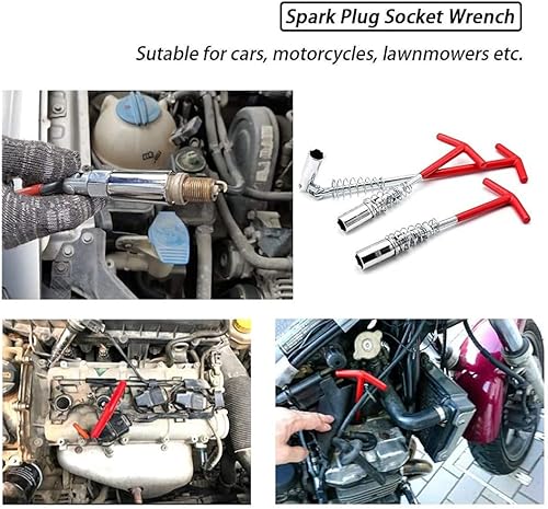 Miniatura 7 de THandle - Juego de llaves de bujía universal, llave de enchufe flexible TBar, kit de herramientas de instalación de 3 piezas de 0.551 in (38