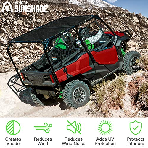 Alien Sunshade Honda Pioneer 1000-5 Roof – Top Mesh Sun Shade For Pioneer 1000 Series - Blocks Uv, Wind, Noise - Top Cover For Honda Pioneer 1000 Roof (Black) #TOP3