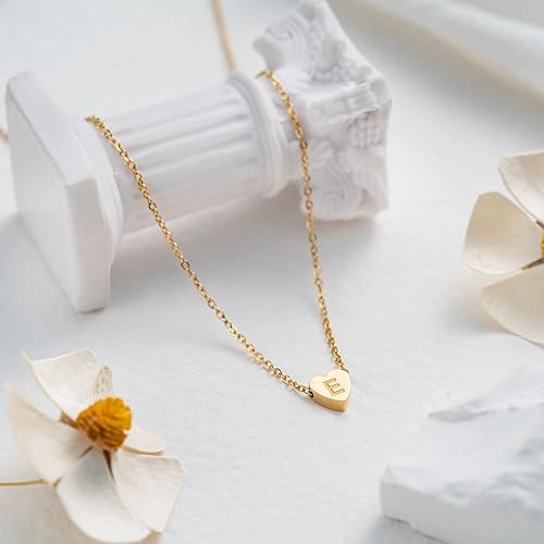 Miniatura 4 de OSNIE Collar con colgante del alfabeto de la A a la Z, chapado en oro de 14 quilates, con dije de corazón con inicial de letra mayúscula, día de la