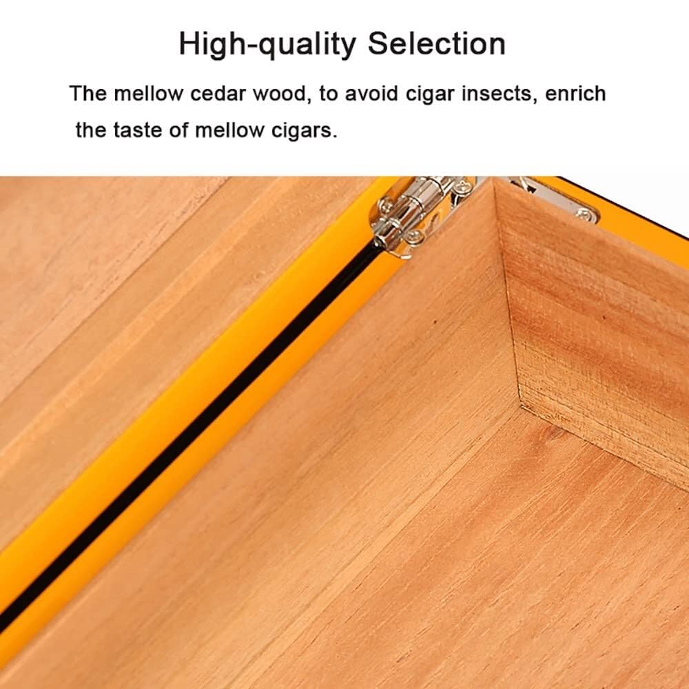 Cigar Humidor Box z drewnem cedrowym do 35 cygar, zawiera higrometr i nawilżacz dla entuzjastów cygar Podnieś swoje doświadczenie z cygarami dzięki temu stylowemu humidorowi, wyposażonemu w premium