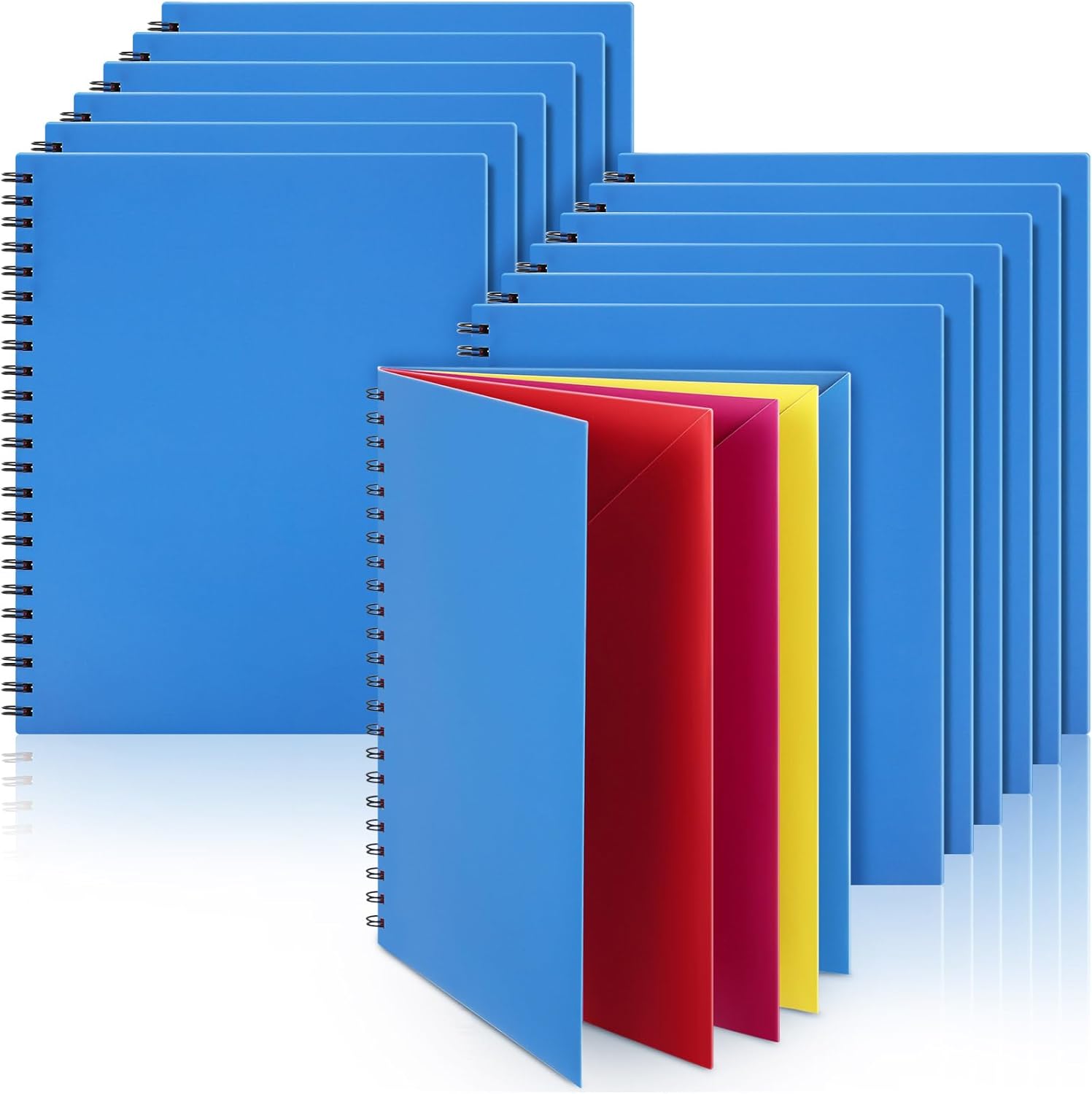 Henoyso 12 Pcs Multi Pocket Folders 8 Pocket Paper Folder Spiral Portfolio Spiral Binders Document Organizer Folio Letter Size Paper Folders for Office Business Document Papers Organizer